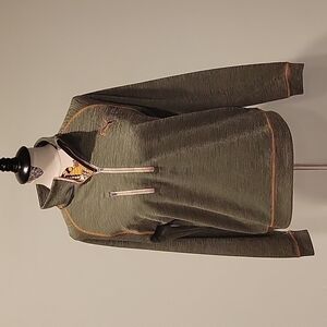 Puma golf army green with orange stitching sporty pullover.  Size is Small.